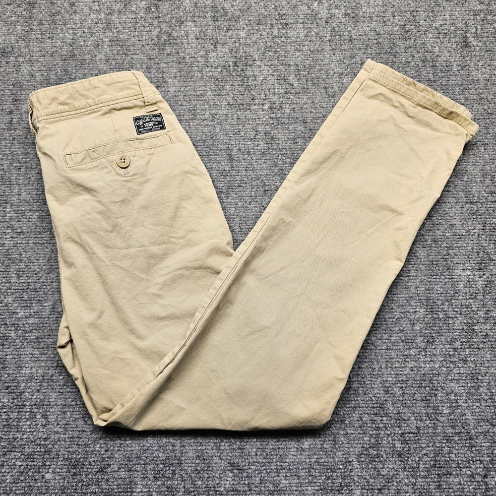 Vans Boys Khaki Chino Pants Size 12 Tan Straight Leg Skate Trousers RN96277